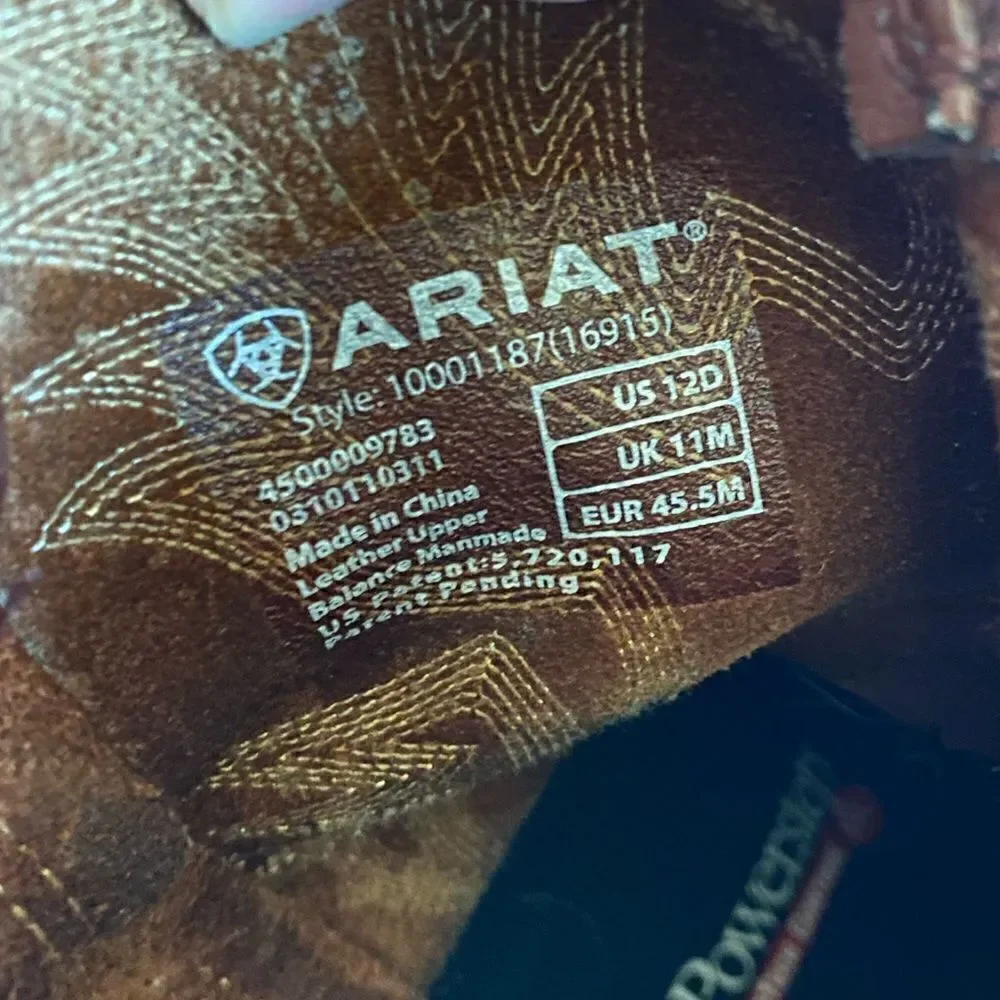 Ariat‎ Workhog Pull on Boots Leather Slip Resistant Brown Mens Size 12 D
